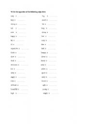 English worksheet: adjectives