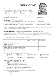 English Worksheet: fiche Supersize me