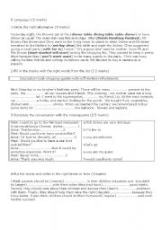 English Worksheet: 8 th form test