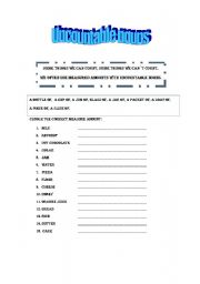 English worksheet: Uncountable nouns