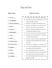 English Worksheet: Types of Crime