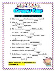 English worksheet: Crazy Me