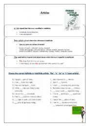 English Worksheet: Articles a-an / the / zero