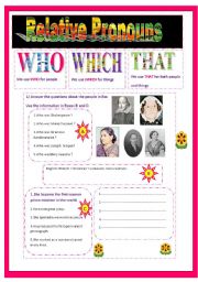 English Worksheet: relative pronouns