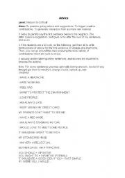English Worksheet: Advices