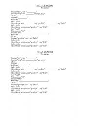 English Worksheet: Hello Goodbye (THE BEATLES)