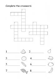 English worksheet: Food crossword