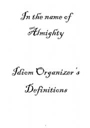 Idiom Organizers Definitions