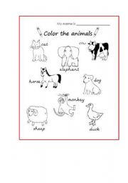 English Worksheet: colors