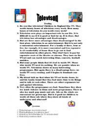 English Worksheet: television