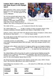 English Worksheet: US Olympic Basketball Team - news report vocab activity