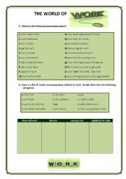 English Worksheet: THE WORLD OF WORK