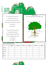 English Worksheet: I am a tree