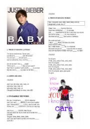 English Worksheet: JUSTIN BIBER BABY