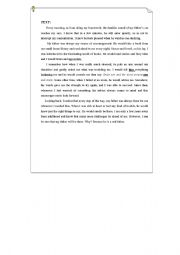 English Worksheet: reading comprehension