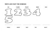 English Worksheet: Numbers & Colours