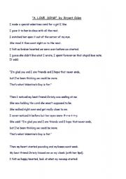 English Worksheet: A LOVE SONG