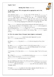 Consolidation Worksheet on Simple Past Tense