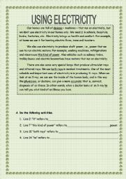 English Worksheet: Using Electricity