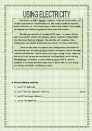 English Worksheet: Using Electricity