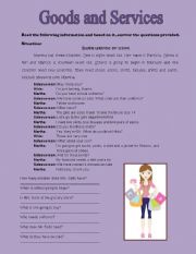 English Worksheet: Buying Clothes at the Store (Goods and Services)