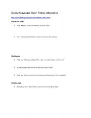 English Worksheet: Titanic Interactive Scavenger Hunt