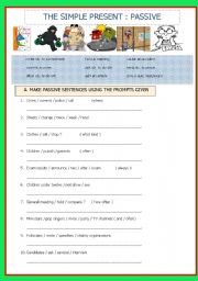 English Worksheet: The Simple Present: PASSIVE