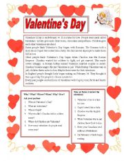 English Worksheet: Valentine`s Day 1