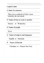 English worksheet: Capital Letter