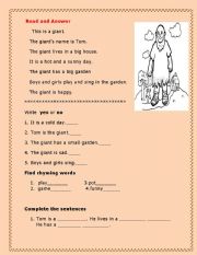 English worksheet: the giant