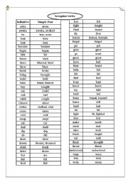 English Worksheet: irregular verbs