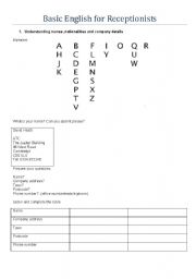 English Worksheet: Basic English for receptionists