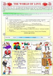 English Worksheet: The World of Love