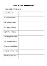 English worksheet: BALLOONS