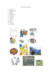 English worksheet: Television matching vocabulary exercise