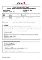 English worksheet: lesvoorbereiding