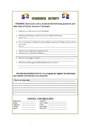 English Worksheet: ICEBREAKER ACTIVITY