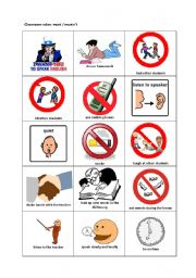 English Worksheet: Must mustnt symbol cards