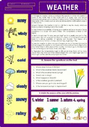English Worksheet: weather and seasons (27.01.12)