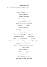 English Worksheet: Tears in heaven (song)