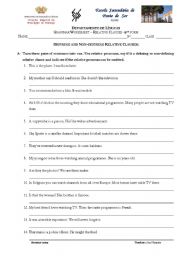 English Worksheet: Relative Clauses