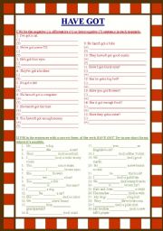 English Worksheet: Have got