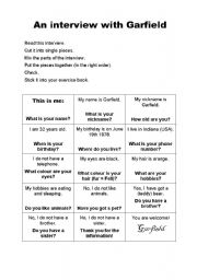 English Worksheet: This is me - Garfield + key