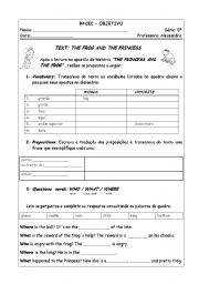 English worksheet: frog and princess