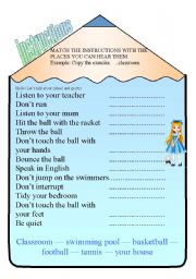 English Worksheet: Instructions in class