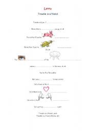 English Worksheet: Lenka -Trouble is a friend