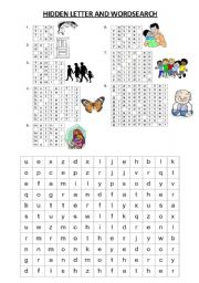 English worksheet: wordshape and wordsearch