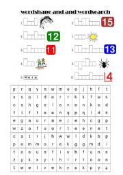 English Worksheet: wordshape and wordsearch