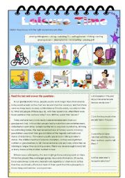 English Worksheet: leisure activities