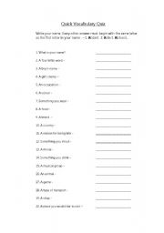 English worksheet: Quick Quiz